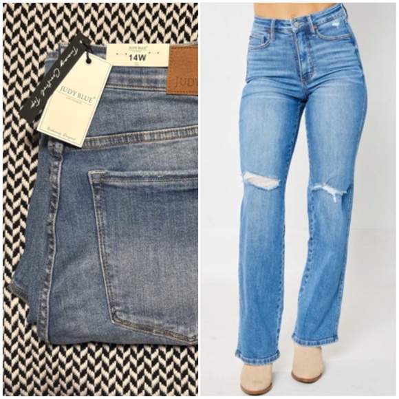 Judy Blue Denim - Judy Blue | Austin Distressed Straight Jeans High Rise